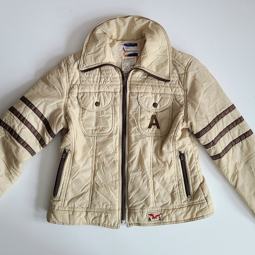 Vintage Styled by Americana 1970s-1980s beige short unisex jacket. - Picture 5 of 13